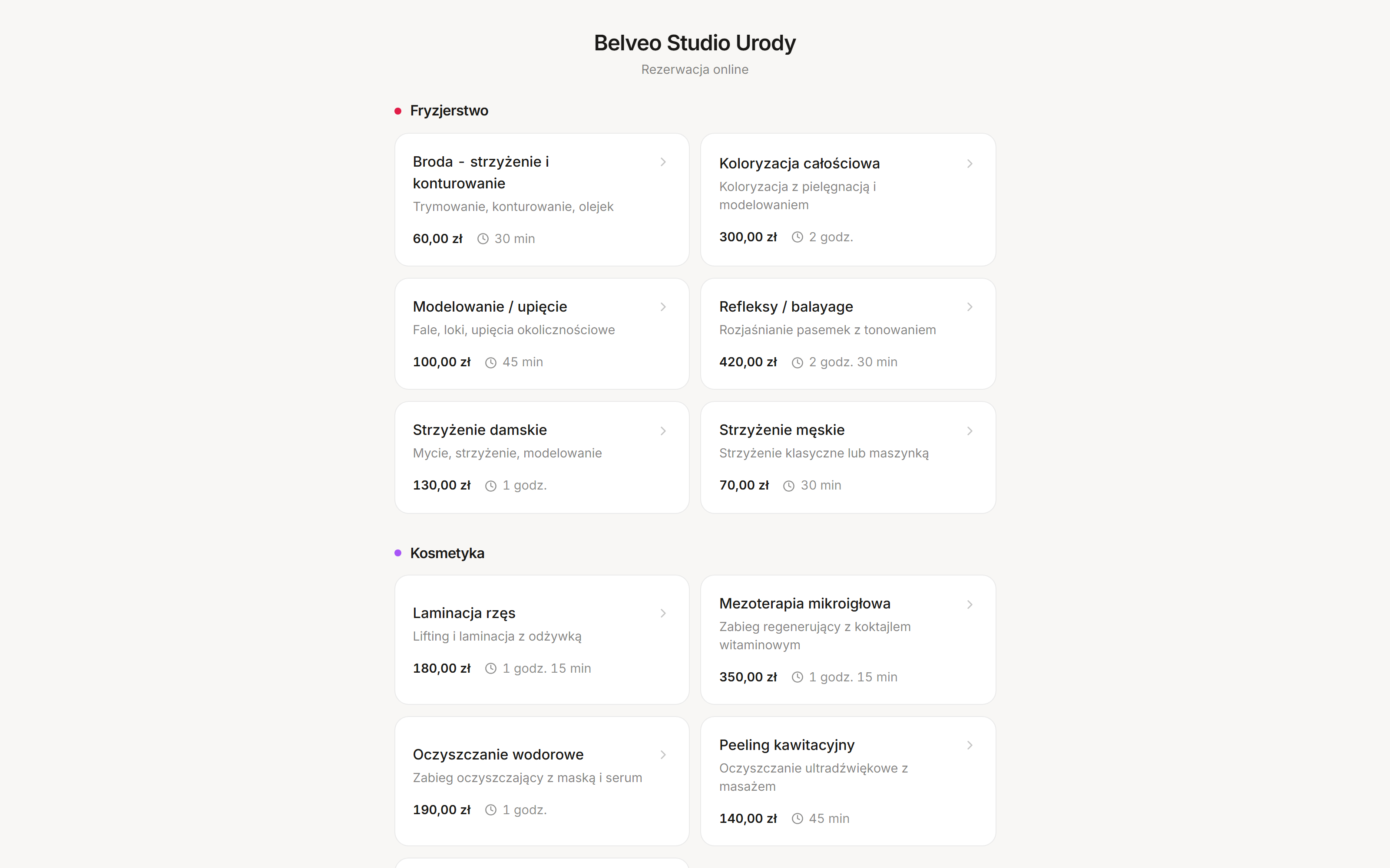 Widget rezerwacji do osadzenia na stronie salonu - rezerwacja gościa bez konta